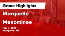 Marquette  vs Menominee  Game Highlights - Feb. 7, 2020