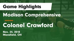 Madison Comprehensive  vs Colonel Crawford  Game Highlights - Nov. 24, 2018