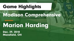 Madison Comprehensive  vs Marion Harding  Game Highlights - Dec. 29, 2018