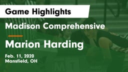 Madison Comprehensive  vs Marion Harding  Game Highlights - Feb. 11, 2020