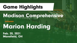 Madison Comprehensive  vs Marion Harding  Game Highlights - Feb. 20, 2021