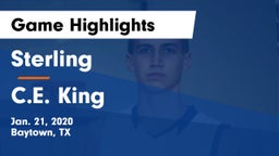 Sterling  vs C.E. King  Game Highlights - Jan. 21, 2020
