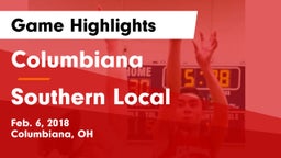 Columbiana  vs Southern Local  Game Highlights - Feb. 6, 2018