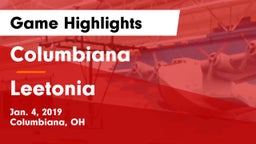 Columbiana  vs Leetonia Game Highlights - Jan. 4, 2019