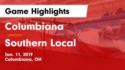 Columbiana  vs Southern Local  Game Highlights - Jan. 11, 2019
