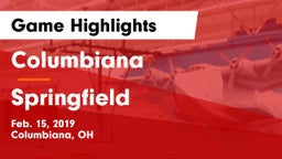 Columbiana  vs Springfield Game Highlights - Feb. 15, 2019