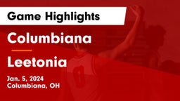 Columbiana  vs Leetonia  Game Highlights - Jan. 5, 2024