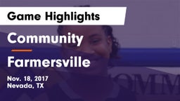 Community  vs Farmersville  Game Highlights - Nov. 18, 2017