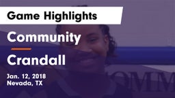 Community  vs Crandall  Game Highlights - Jan. 12, 2018
