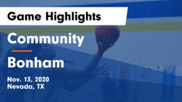 Community  vs Bonham  Game Highlights - Nov. 13, 2020