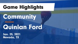 Community  vs Quinlan Ford  Game Highlights - Jan. 25, 2021