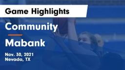 Community  vs Mabank  Game Highlights - Nov. 30, 2021