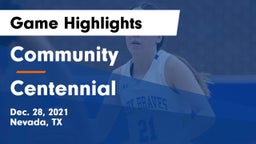 Community  vs Centennial  Game Highlights - Dec. 28, 2021