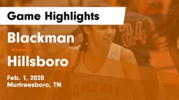 Blackman  vs Hillsboro  Game Highlights - Feb. 1, 2020