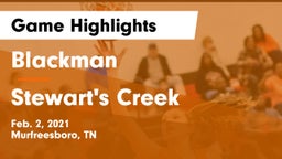 Blackman  vs Stewart's Creek  Game Highlights - Feb. 2, 2021