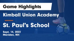 Kimball Union Academy vs St. Paul's School Game Highlights - Sept. 14, 2022