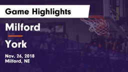 Milford  vs York  Game Highlights - Nov. 26, 2018