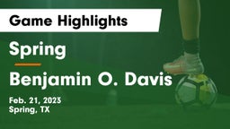 Spring  vs Benjamin O. Davis  Game Highlights - Feb. 21, 2023