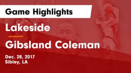 Lakeside  vs Gibsland Coleman Game Highlights - Dec. 28, 2017