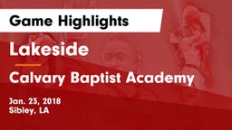 Lakeside  vs Calvary Baptist Academy  Game Highlights - Jan. 23, 2018