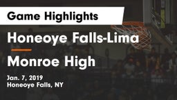 Honeoye Falls-Lima  vs Monroe High Game Highlights - Jan. 7, 2019