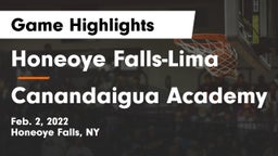 Honeoye Falls-Lima  vs Canandaigua Academy  Game Highlights - Feb. 2, 2022