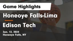 Honeoye Falls-Lima  vs Edison Tech  Game Highlights - Jan. 12, 2024