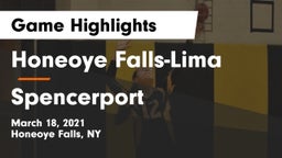 Honeoye Falls-Lima  vs Spencerport  Game Highlights - March 18, 2021