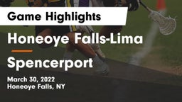 Honeoye Falls-Lima  vs Spencerport  Game Highlights - March 30, 2022