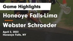 Honeoye Falls-Lima  vs Webster Schroeder  Game Highlights - April 2, 2022