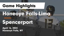 Honeoye Falls-Lima  vs Spencerport  Game Highlights - April 16, 2024