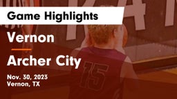 Vernon  vs Archer City  Game Highlights - Nov. 30, 2023