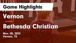 Vernon  vs Bethesda Christian  Game Highlights - Nov. 30, 2023