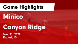 Minico  vs Canyon Ridge  Game Highlights - Jan. 21, 2022