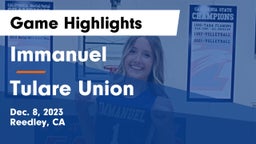 Immanuel  vs Tulare Union  Game Highlights - Dec. 8, 2023