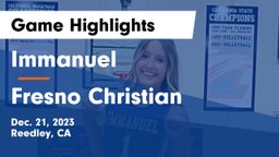 Immanuel  vs Fresno Christian Game Highlights - Dec. 21, 2023
