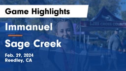 Immanuel  vs Sage Creek  Game Highlights - Feb. 29, 2024