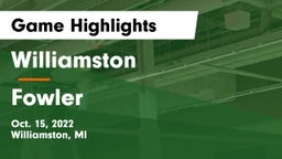 Williamston  vs Fowler Game Highlights - Oct. 15, 2022