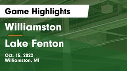 Williamston  vs Lake Fenton  Game Highlights - Oct. 15, 2022