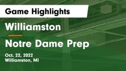 Williamston  vs Notre Dame Prep  Game Highlights - Oct. 22, 2022