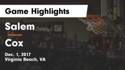 Salem  vs Cox  Game Highlights - Dec. 1, 2017