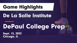 De La Salle Institute vs DePaul College Prep  Game Highlights - Sept. 13, 2022