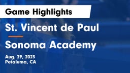 St. Vincent de Paul vs Sonoma Academy Game Highlights - Aug. 29, 2023