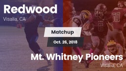 Matchup: Redwood  vs. Mt. Whitney  Pioneers 2018