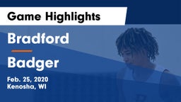 Bradford  vs Badger  Game Highlights - Feb. 25, 2020