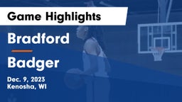Bradford  vs Badger  Game Highlights - Dec. 9, 2023