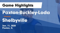 Paxton-Buckley-Loda  vs Shelbyville  Game Highlights - Jan. 11, 2020