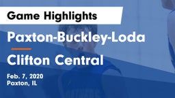 Paxton-Buckley-Loda  vs Clifton Central Game Highlights - Feb. 7, 2020