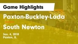 Paxton-Buckley-Loda  vs South Newton  Game Highlights - Jan. 4, 2018