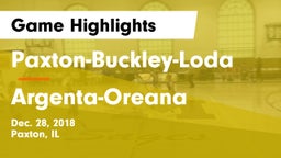 Paxton-Buckley-Loda  vs Argenta-Oreana Game Highlights - Dec. 28, 2018